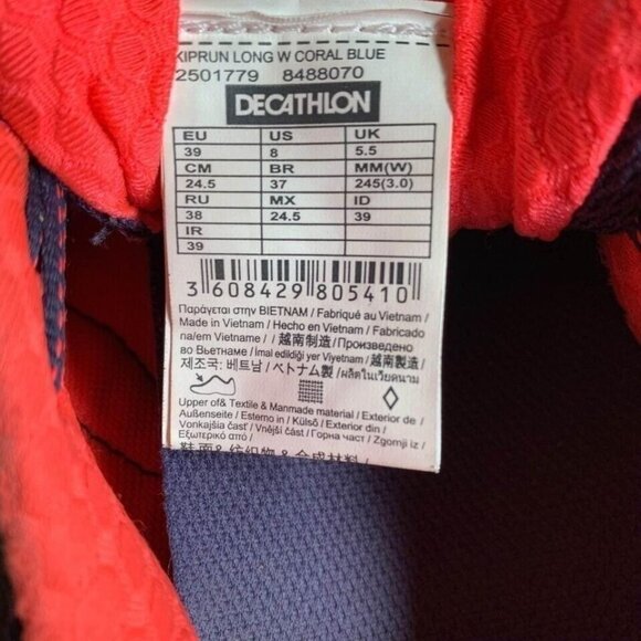 Kalenji KipRun Long Decathlon Shoes Women’s Size 8 Coral Blue Running Gym Shoes - Picture 5 of 10